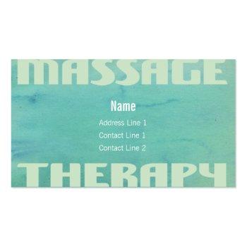 Small Massage Therapy Watercolor Business Card Front View