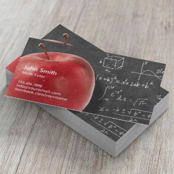 math tutor professional red apple & chalkboard business card