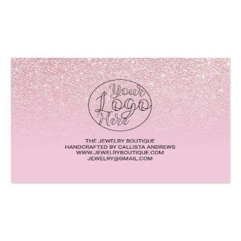 Small Mauve Pink Glitter Ombre Customer Thank You Business Card Back View