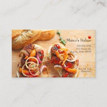 meatball sandwiches with onions and peppers business card