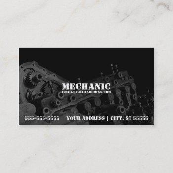 mechanic business card w/ engine photo