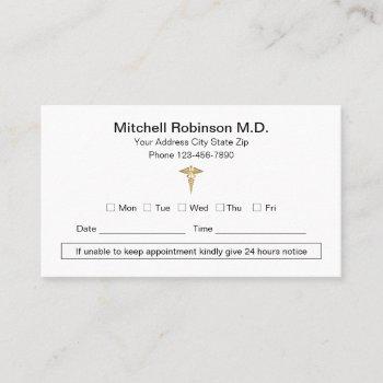 medical appointment business card template