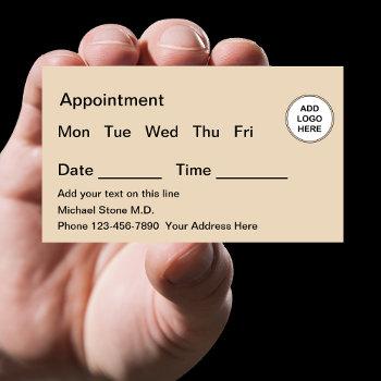 medical appointment reminder business card