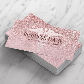 medical care modern rose gold glitter business card