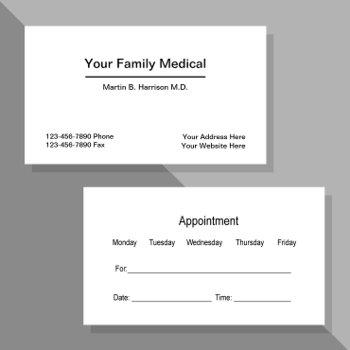medical doctor office appointment combination business card