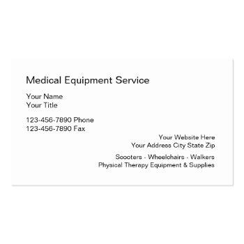 Small Medical Equipment Supply Business Cards Back View