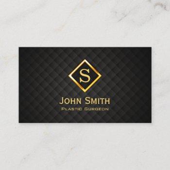 medical plastic surgeon monogram modern black gold business card