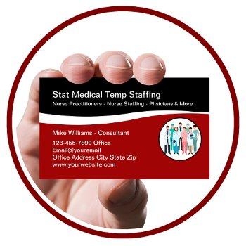 Small Medical Staffing Agency Modern  Business Card Front View