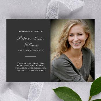 memorial card with photo funeral charcoal gray
