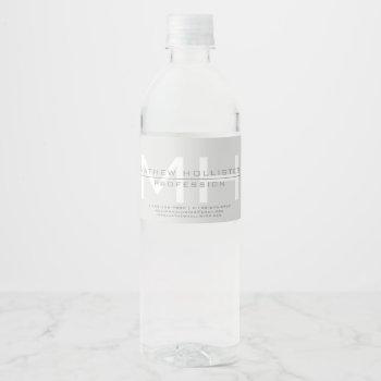 men's monogrammed, grey business water bottle label