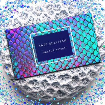 mermaid faux iridescent effect business card
