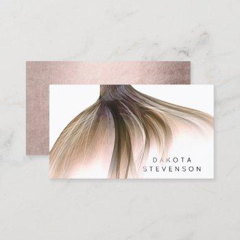 mermaid glam branding | copper rose gold tail business card