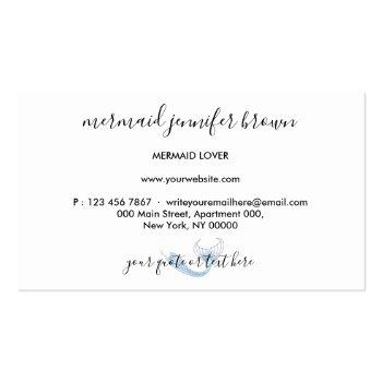 Small Mermaid Tail Teal Signature Business Card Back View