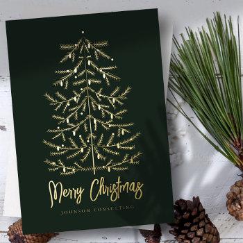 merry christmas modern simple christmas tree foil holiday card