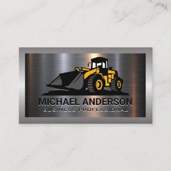 metal aluminum brushed | construction vehicle business card
