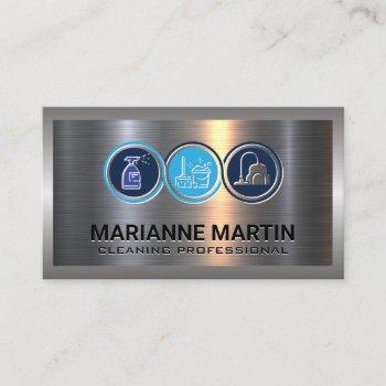 metal aluminum silver brushed | cleaning icons business card