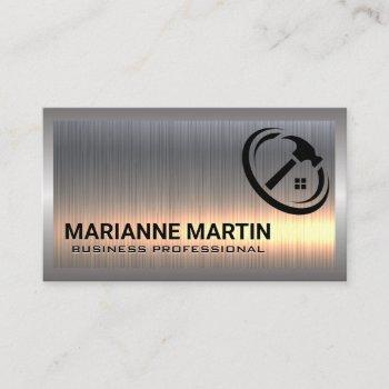 metal aluminum silver brushed | hammer logo business card