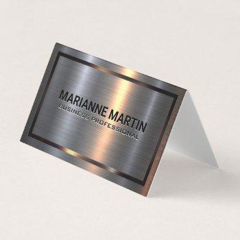 metal aluminum silver brushed | metallic border  business card