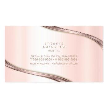 Small Metal And Glitter Wave Rose Gold Id807 Business Card Back View