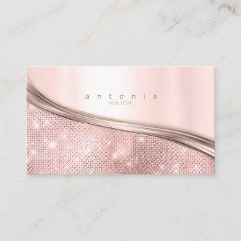 metal and glitter wave rose gold id807 business card