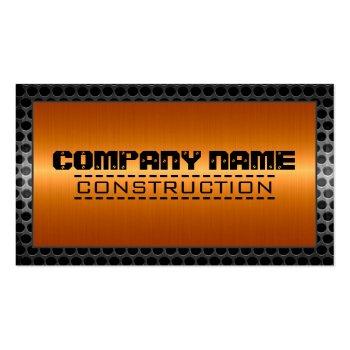 Small Metal Border Construction Elegant Steel Look #9 Business Card Front View