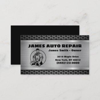  metal design automotive mechanic auto repair  business card