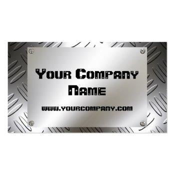 Small Metal Plate With Screws Business Cards Front View
