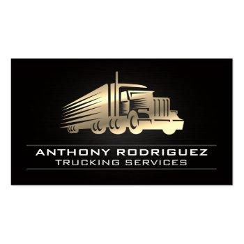Small Metal Semi Truck | Driver | Logistics Deliveries  Business Card Front View