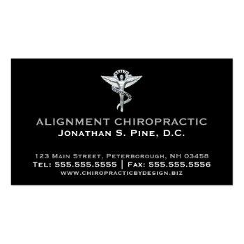 Small Metallic-look Chiropractic Emblem Professional Business Card Front View
