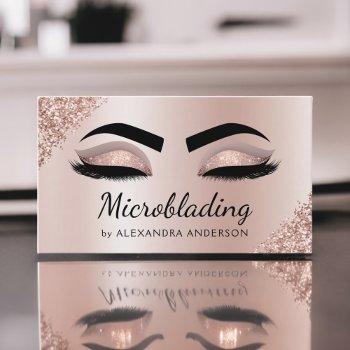 microblading eyebrows brows glitter rose gold pink business card