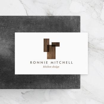 mid-century modern architectural logo on white business card
