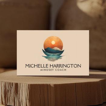 midcentury tranquility life coach, meditation business card