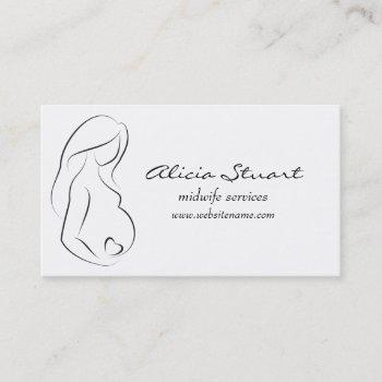 midwife doula pregnant woman belly heart business card