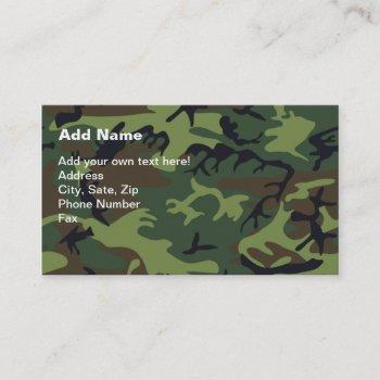 military green camouflage business card