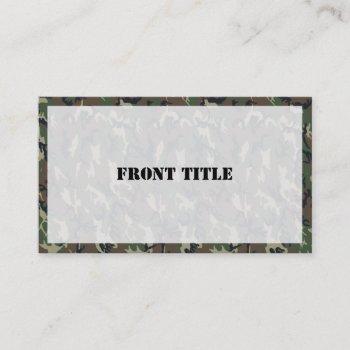 military green camouflage pattern business card