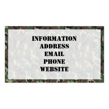 Small Military Green Camouflage Pattern Business Card Back View