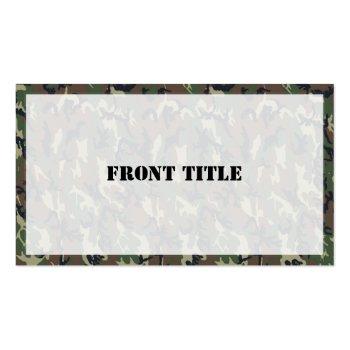 Small Military Green Camouflage Pattern Business Card Front View