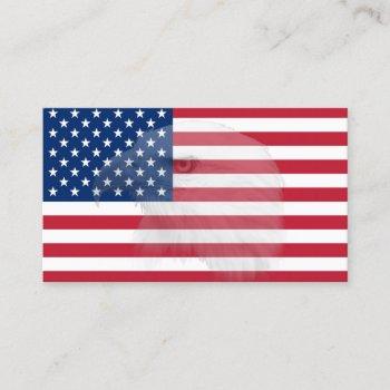 military veteran bald eagle & american flag business card