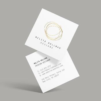 minimal and modern gold designer scribble logo square business card