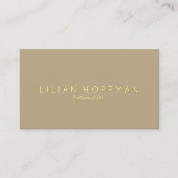 minimal beige black gold script freelance writer business card