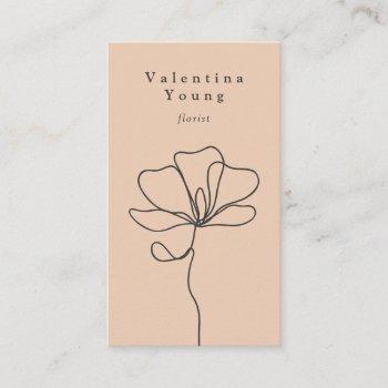 minimal blush peach fine art floral chic elegant business card