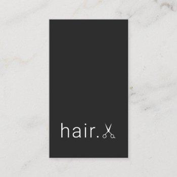 minimal elegant black white scissors hairstylist business card