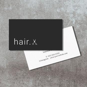 minimal elegant grey white scissors hairstylist business card
