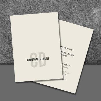 minimal elegant old white monogram consultant business card