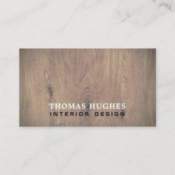 minimal elegant wooden interior designer business card