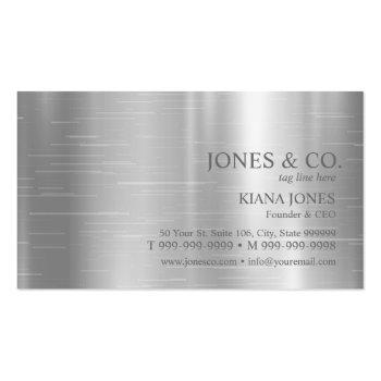 Small Minimal Metal Sheen & Foil Silver Std Id791 Business Card Back View