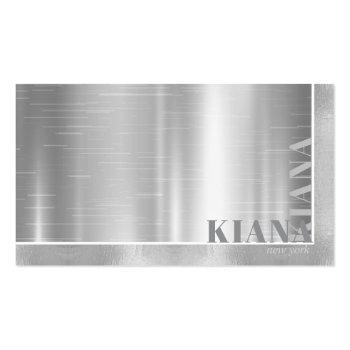 Small Minimal Metal Sheen & Foil Silver Std Id791 Business Card Front View