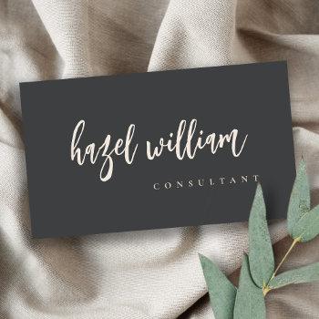 Small Minimal Modern Simple Blush Pink Black Script Business Card Front View