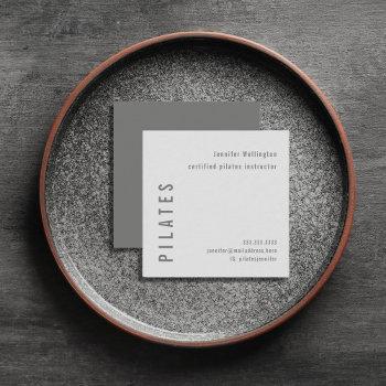 minimal modern simple gray pilates fitness square business card