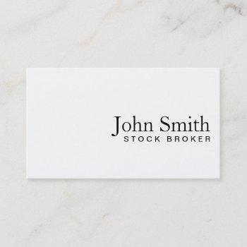 minimal plain white stock broker business card